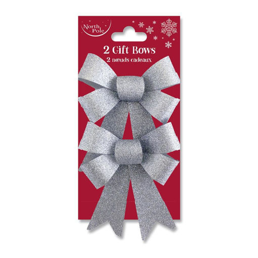 Picture of GLITTER BOW 2PK SILVER